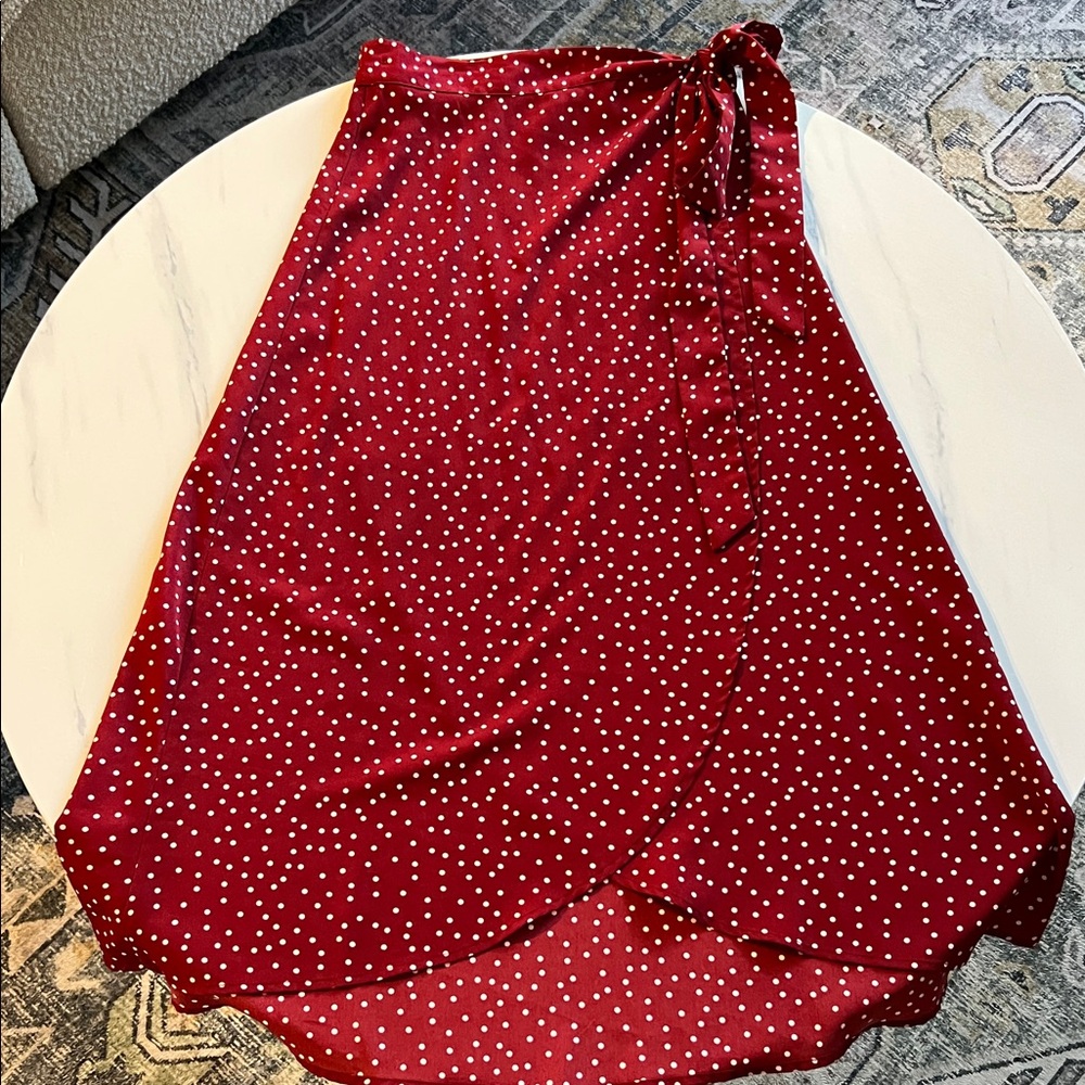 Red Polka Dot Wrap Skirt